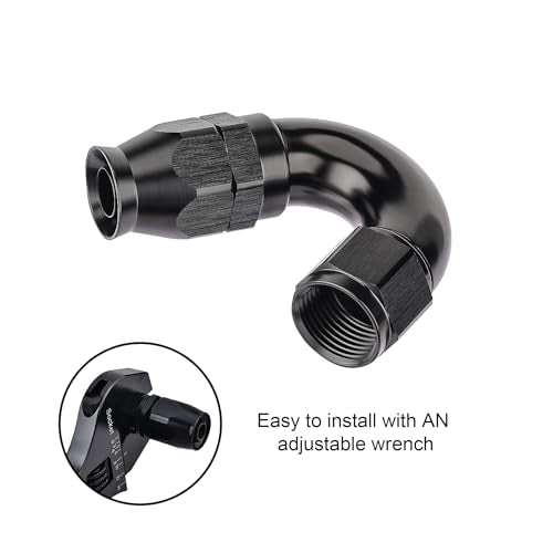 10AN 150 Degree PTFE One Piece Full Flow End Hose Fitting Aluminum Black (10AN / 150 Degree)
