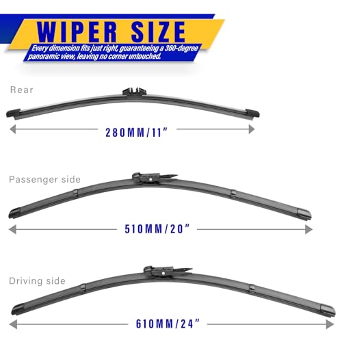 3 Wipers Fits Ford Escape 2020 (24"+20"+11")
