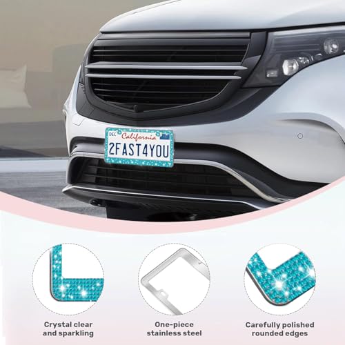2 Pack License Plate Frames for Women (Blue(2PCS))