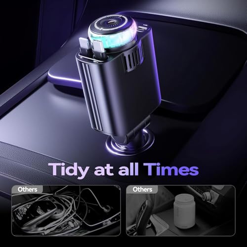 Smart Retractable Car Charger 69W USB C Fast Charge Air Freshener Starlight (Black)
