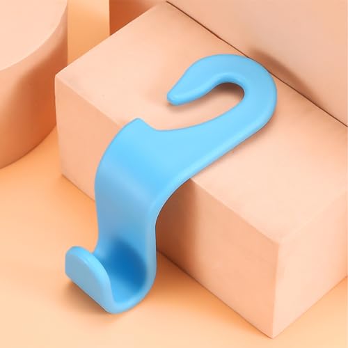 4 Pack Curved Headrest Hooks for Vehicle Seats (Light Blue)