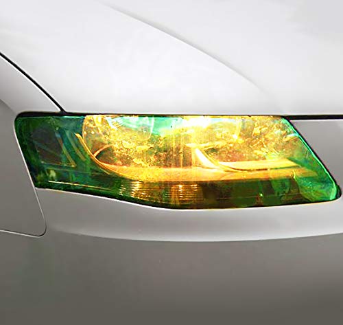 Extra Wide Headlight Taillight Vinyl Tint Wrap 16 Inch x 48 Inch Roll (16" x 48" / Chameleon Yellow)