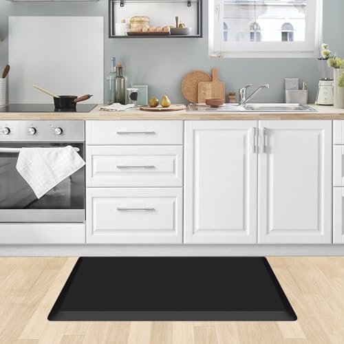 0.8" Thick Kitchen Mat Cushioned Anti Fatigue Rug Comfort Floor Mats (Black / 32"L x 20"W x 0.8"Th)