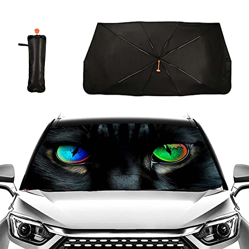 Cat Eyes Car Windshield Sun Shade Umbrella Sun Visor Windshield Shade Sunshades Vehicle Cover for Most Vehicles Foldable Car Umbrella Sunshade Sun Visor Protector Cover (One Size / Cat Eyes)