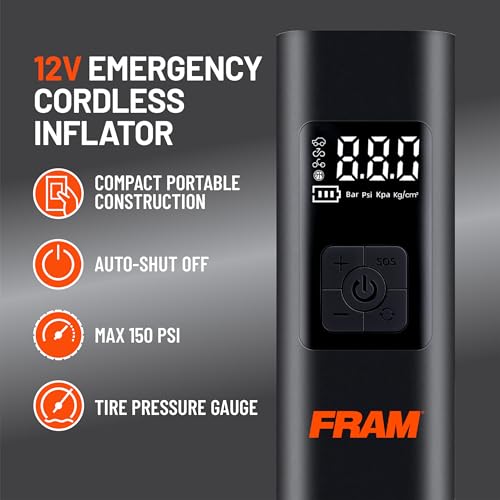 FEK40002 Portable Emergency Tire Inflator with 6000mAh Battery and 12V (Tire Inflator)