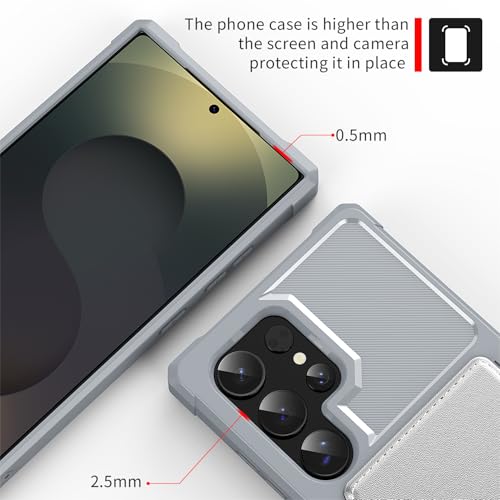 For Samsung Galaxy S25 Ultra Card Holder Case (Silver / Galaxy S25 Ultra)