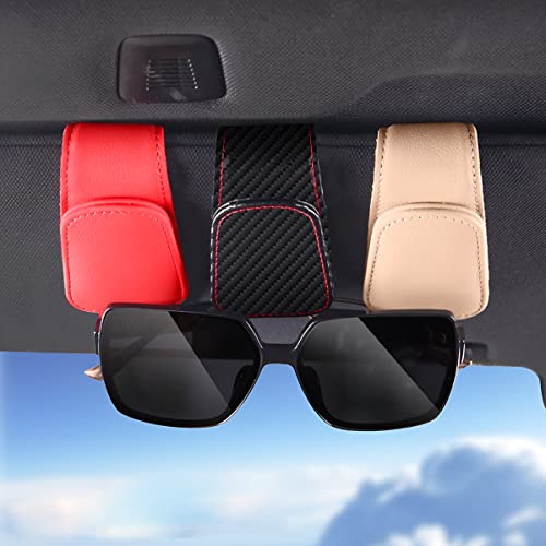 2PCS Sunglasses Holders for Car Sun Visor (2 Pack / Gray/Carbon Fiber)