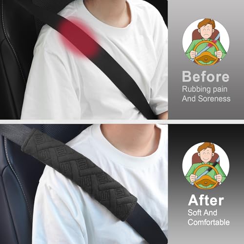 2 Pack Universal Car Seat Belt Pads Cover for A More Comfortable Driving (black)