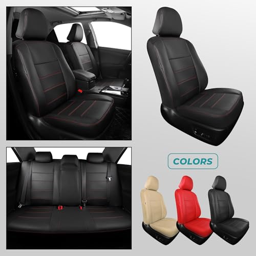 Custom Seat Covers for Toyota Camry 2012 (Black With Red Trim / 2012-2017 Camry L LE XLE)