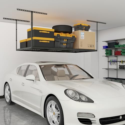 3x6ft Overhead Ceiling Garage Storage Rack (Black / 3x6ft)