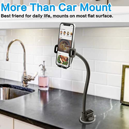 Solid Car Truck Phone Mount Holder with 14 (Black Mirror Surface with Silver Ring)