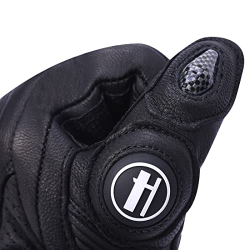 Unisex Leather Motorcycle Touch Gloves KM045 Black M (Medium / Black)