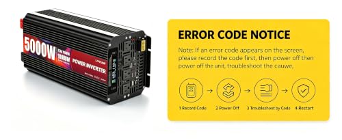 5000 Watt Power Inverter 12V to 110V 120V with 4 AC Outlets (12V-5000W-Standard)