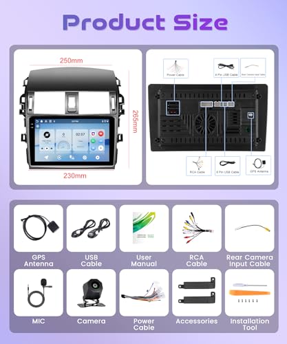 4G+64G Android 15 Car Stereo Radio for Toyota Corolla 2009