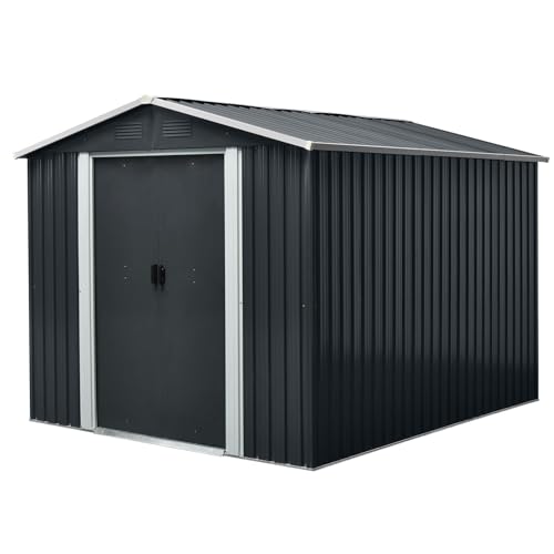8x10 FT Outdoor Storage Shed (8x10 FT/No Window / Black)