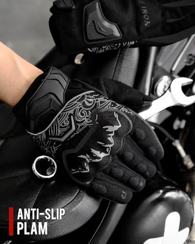Motorcycle Gloves Motorbike Glove for Men Women Full Finger Knuckle Protection Touch Screen Cycling ATV Hiking Riding (XX-Large / mountain-Black)
