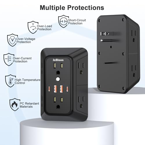 Outlet Extender Surge Protector (Black)