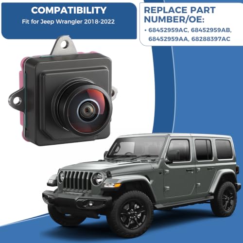 68452959AC Rear View Backup Reverse Camera Fit for Jeep Wrangler 2018 (Fit for Jeep Wrangler 2018-2022)