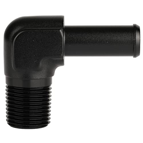 3 8 NPT Male to 1 (3/8 NPT to 1/2 Barb / Black - 90 Degree)