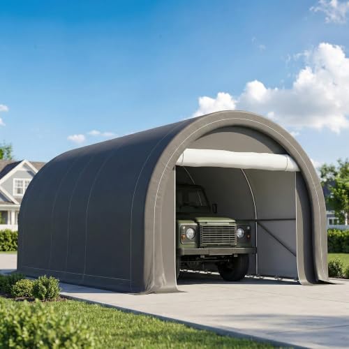 10' x 16' Carport Heavy Duty Portable Garage Storage Tent Gray (Gray)
