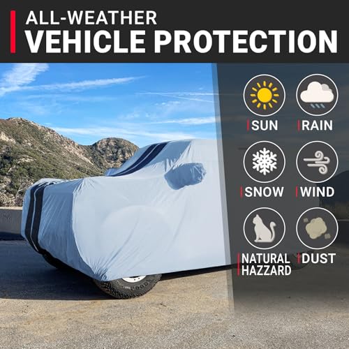 SUV Car Cover Waterproof All Weather for 1997 (62. Expedition 1997-2026 / Gray / Black (Stripe))