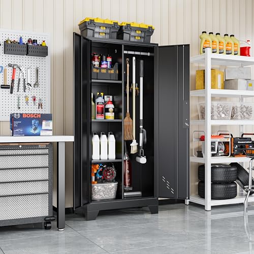 61" Broom Closet Storage Cabinet (61"h Black)