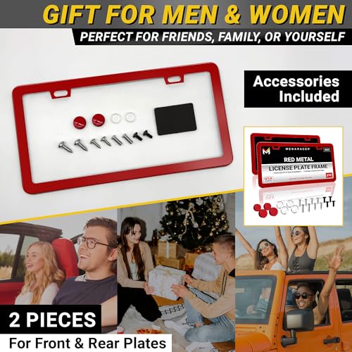 Premium Slim Gloss Red License Plate Frames (Red / 2 Piece)