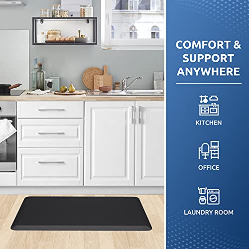 Kitchen Mat Cushioned Anti Fatigue Rug Standing and Comfort Floor Mats (Black / 28"L x 17.3"W x 0.5"Th)