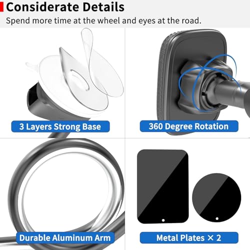 Magnetic Phone Holder for Car (Black- Magnetic)