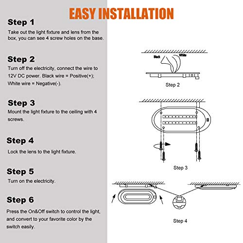 Dual Tone 12Volts Bright RV LED Interior Light with Switch (Dual-Tone: 3000K/4000K)