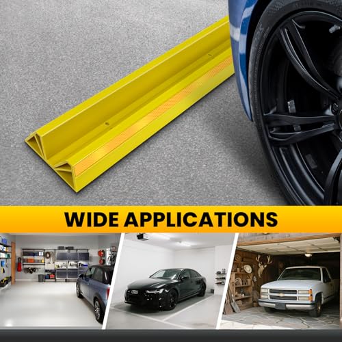 2 Pcs 18'' Parking Car Wheel Stopper for Garage with 2 Installation Methods (2pc-17.5'' Yellow)