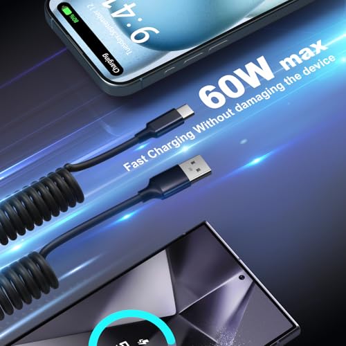 78W 3 Port Car Charger with Retractable USB (Black - 2Pack)