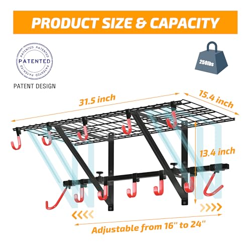 Garage Wall Shelving 1 Pack Includes 2 Bike Hooks (1-pack)