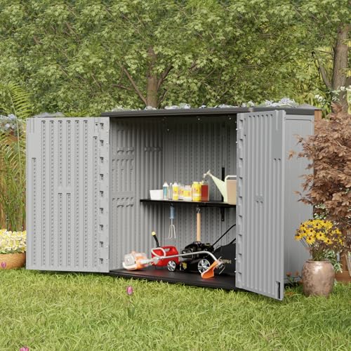 37 Cu.Ft Outdoor Storage Shed Weather Resistant (Light-Grey / Large-37 cu ft)