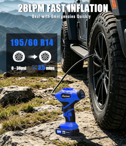20V Rechargeable Cordless Tire Inflator Portable Air Compressor (Blue)