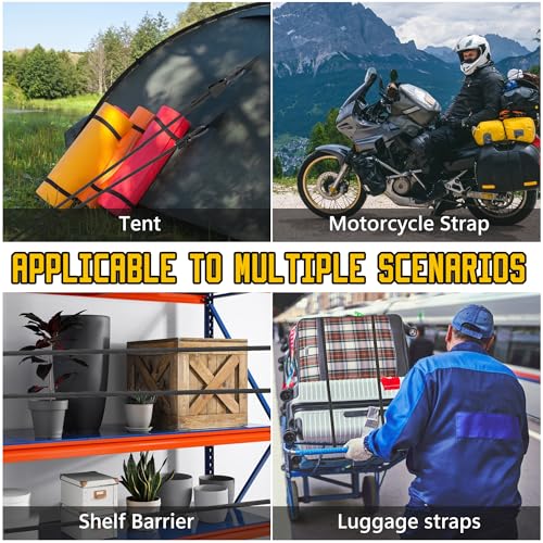 Adjustable Bungee Cords with Hooks (Black / 48" - 6 Pack - Black)