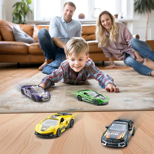 Die Cast Metal Toy Cars Open Doors Pull Back Cars 4 Pack (Racing Sports Car)