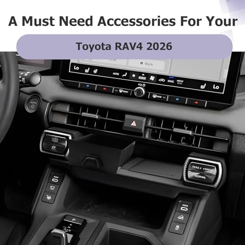 for 2026 RAV 4 Accessories Compatible with 2026 RAV 4 Center Console Organizer Armrest Console Secondary Storage Box Insert Tray & Center Console Wireless Charging Mat ABS Material Black 2