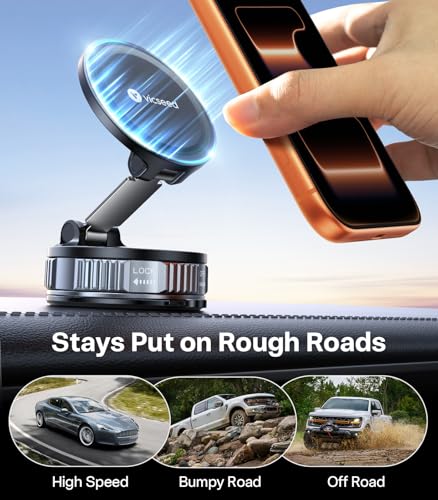 for MagSafe Car Mount [Upgraded 98LBS Strongest Suction (Dash-Black)
