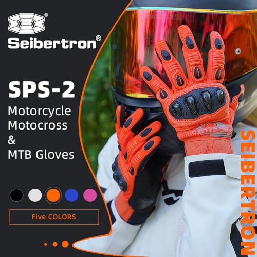 SPS 2 Unisex Touchscreen Road Racing Motorcycle MTB Sports Gloves Also fit BMX MX ATV Mountain Bike Bicycle Cycling Off (Orange SPS-2 / S Adult)
