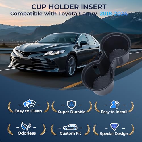 Center Console Cup Holder Inserts for Toyota Camry 2024 2023 2022 2021 2020 2019 2018 (Cup Holder for 2018-2024 Camry)