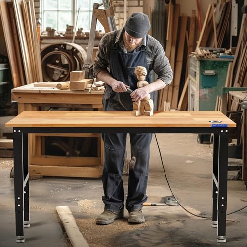 60" Adjustable Garage Workbench (60"x24" with Leveling Foot)