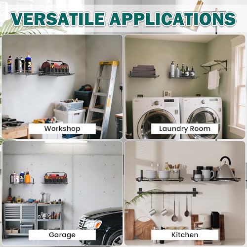 Garage Wall Shelves 12x18 Inch (Black / 18X 12inch)
