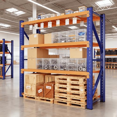 4 Tier Storage Shelves (Blue&orange / 60"W*24"D*79"H)