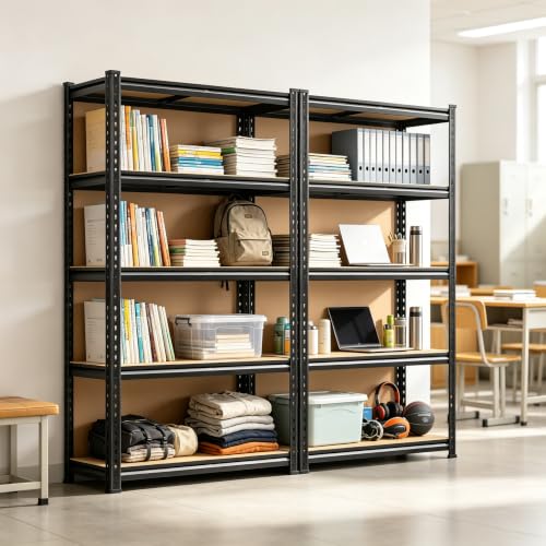 72.05" H Storage Shelves Load 2300Lbs for Garage Basement Pantry (35.45" W x 17.72" D x 72.05" H / Black)
