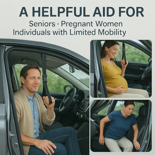 Car Door Handle for Elderly (2 Pack with Strap / Red)