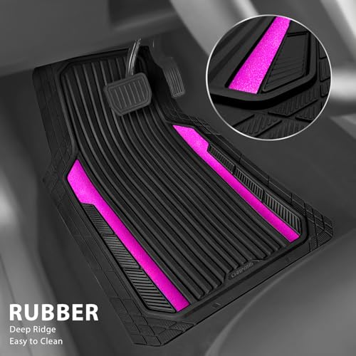 Heavy Duty Rubber Car Mats Metallic (Black Hot Pink)