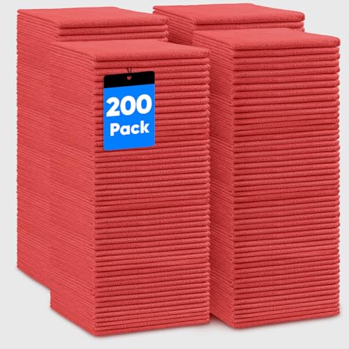 Microfiber Cleaning Cloth 200 PK (Red / 11.5 x 11.5 Inch)