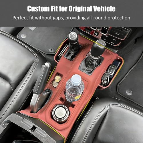 Silicone Center Console Gear Shift Panel Trim Cover for Jeep Wrangler JL (Red)