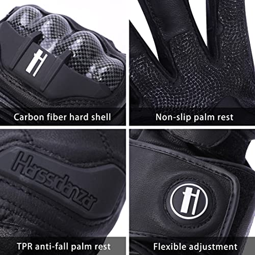 Unisex Leather Motorcycle Touch Gloves KM045 Black XL (X-Large / Black)